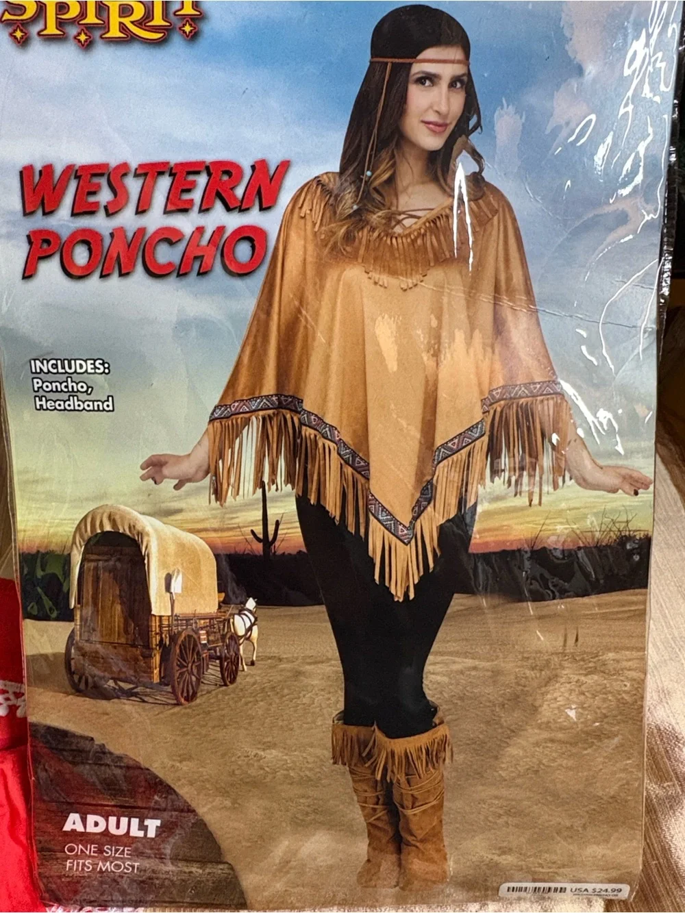 Spirit Western Poncho Adult Costume - Tan